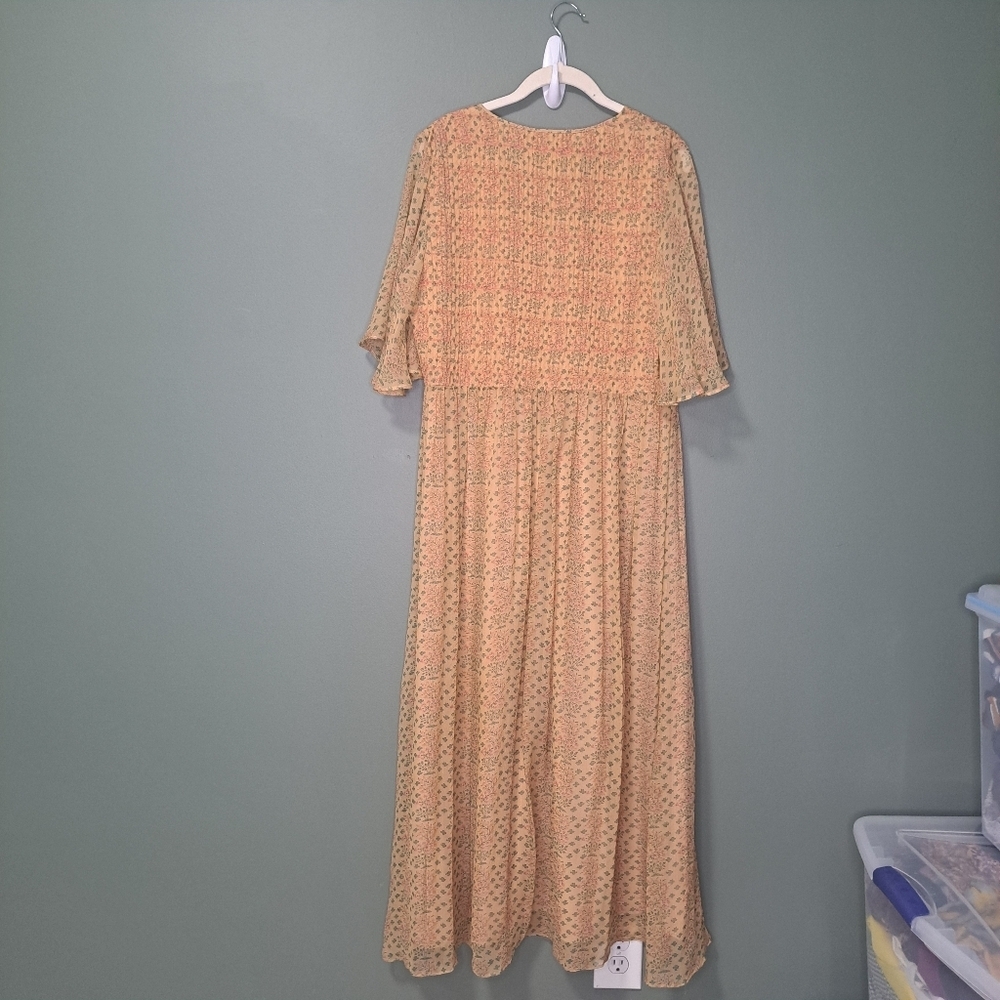 The Great. Manor 100% Silk Maxi Dress Peach Floral 2 NWOT - Picture 4 of 8